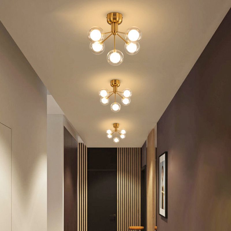 Sputnik Ceiling Lighting Contemporary 5-Light Semi Flush Mount for Hallway