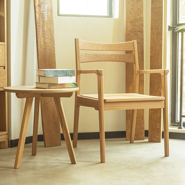 Modern Style Dining Chair Wooden Open Back Arm Chair for Living Room
