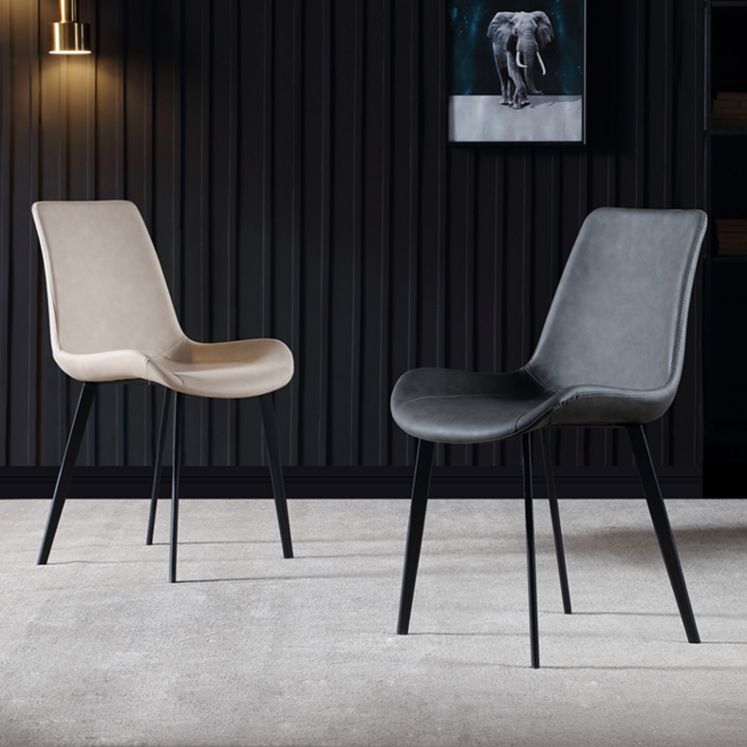 Industrial Style Side Chair Metal Solid Back Dining Room Chair for Kitchen