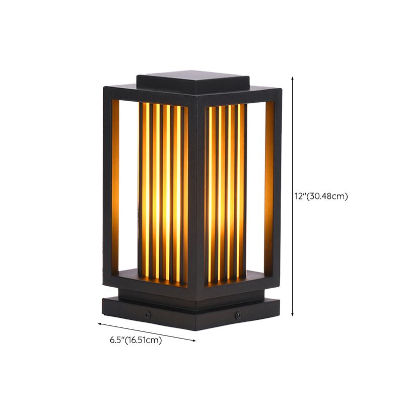 Rectangular Pillar Lamp Modern Black Outdoor Waterproof Light