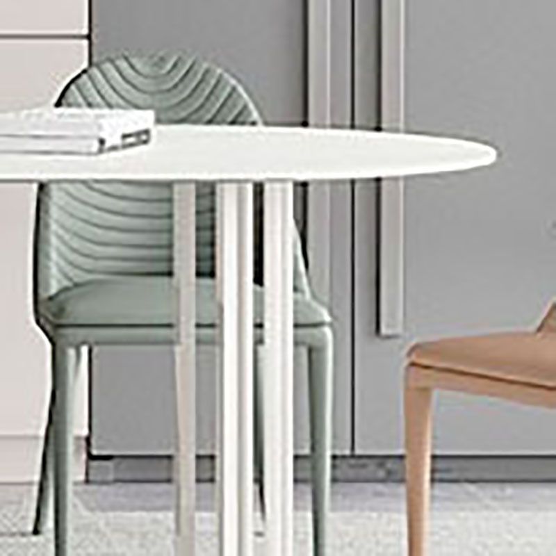 Irregular Shape White Table for Restaurant Sintered Stone Table with Double Pedestal