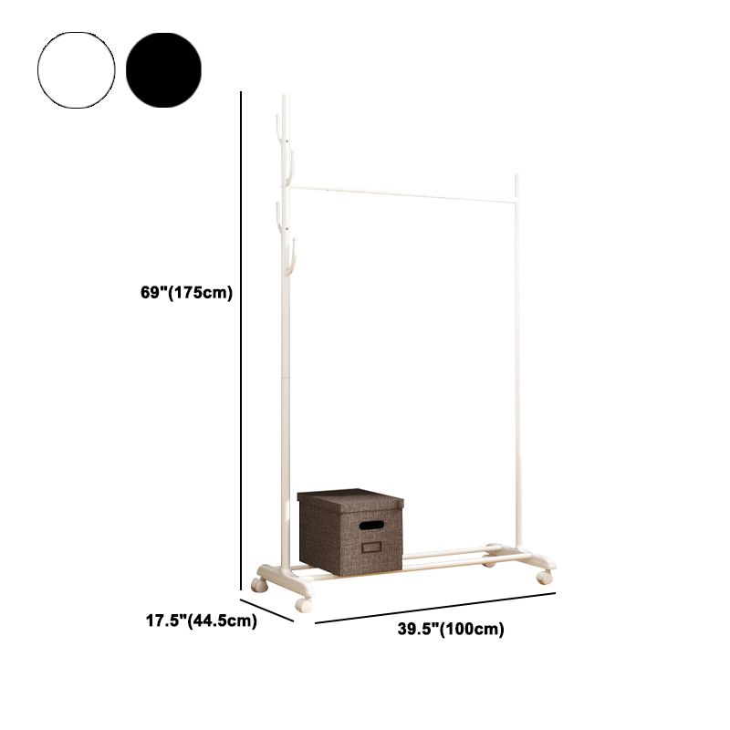 Black and White Steel Armoire Modern Style Cabinet with Clothing Rod