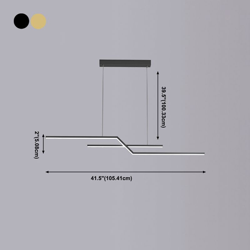 2 Light Linear Island Lights Contemporary Metal Island Pendants for Kitchen