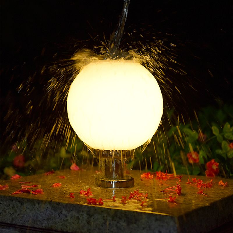 Globe Solar Pillar Lamp Contemporary Metal Outdoor Waterproof Light