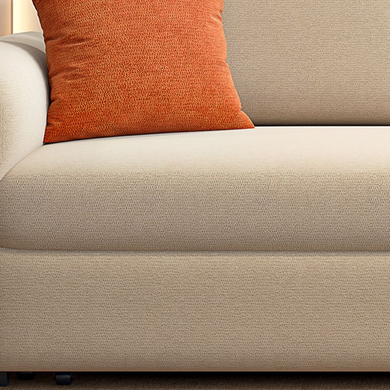 Glam Style Beige Futon Sleeper Sofa with Pillow Back and Square Arms