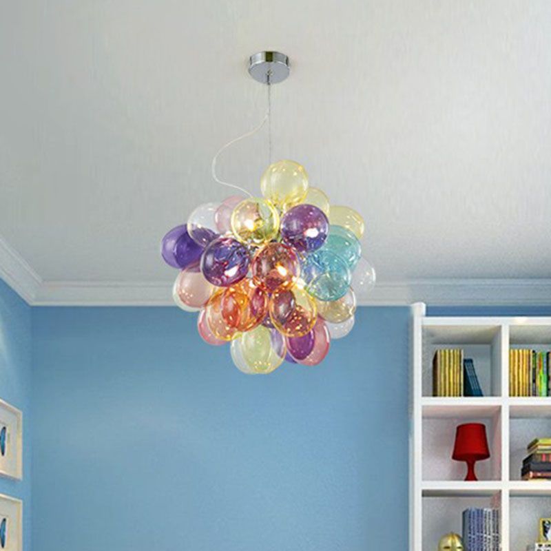 Palloncini per bambini lampadario lampadario multicolore in vetro a led lampada appesa in acciaio inossidabile