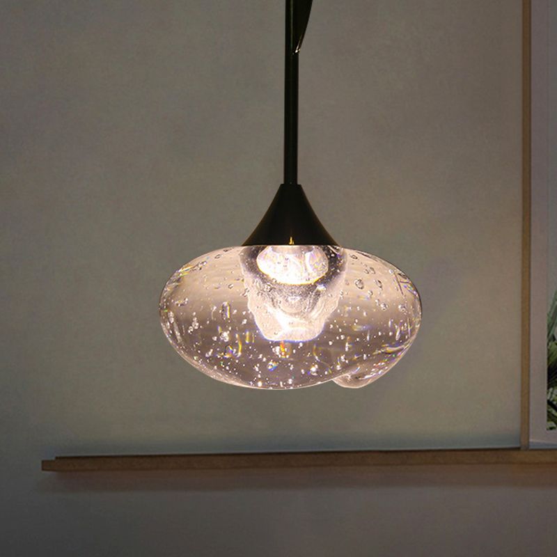 Vidrst sembrada Costilla ovalada Luz contemporánea 1 Luz de techo colgante de latón ligero