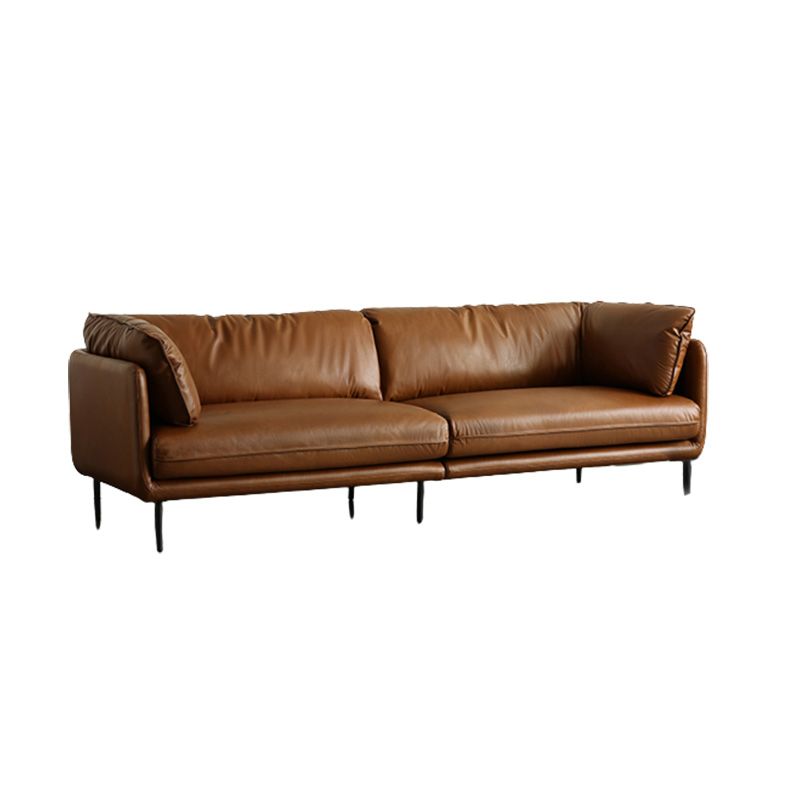 31.49" High Sofa Faux Leather Tuxedo Arm Sofa with Loose Back