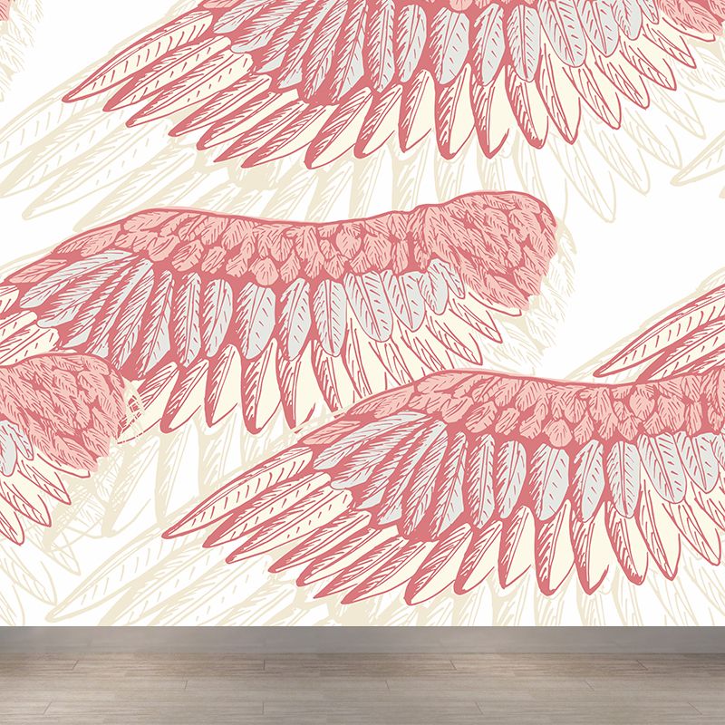 Non-Woven Decorative Wall Mural Modern Bird Wings Wall Covering for Girls Bedroom