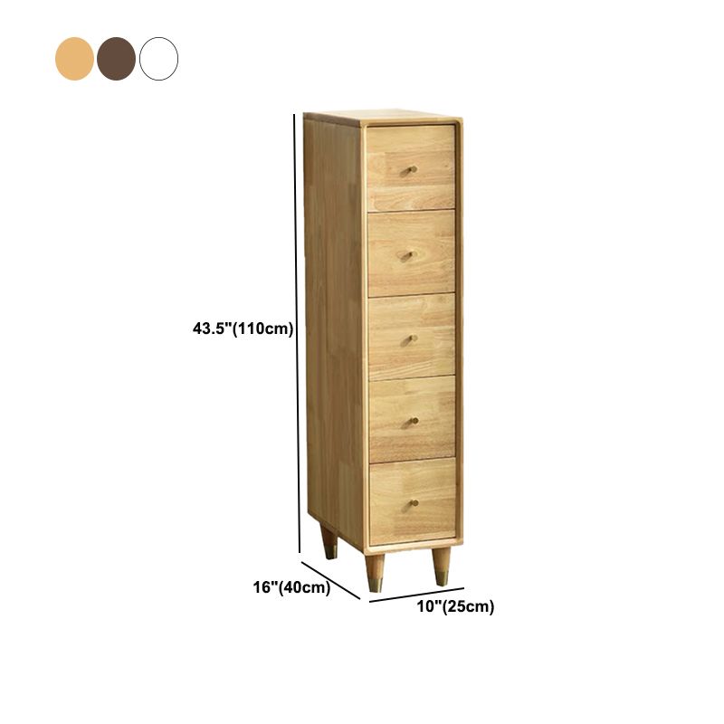 Modern Wooden Accent Chest 15.74" Wide Rubberwood Chest with 5 Drawers