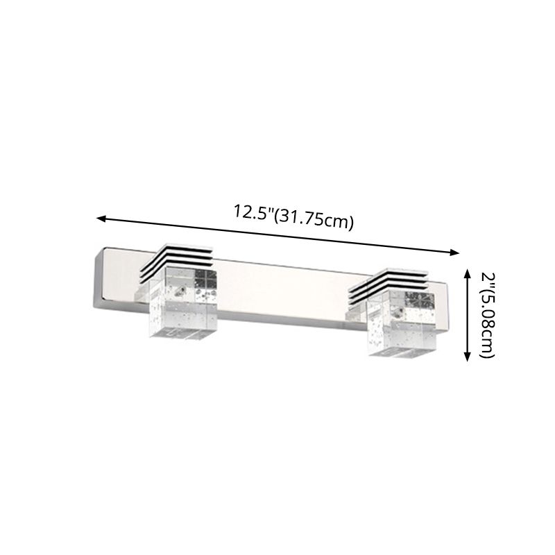 Stainless Steel Vanity Light Fixture Modern Style Bubble Crystal Shade Bathroom Wall Lighting