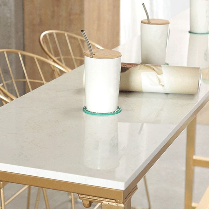 Modern Bar-height Table FauxMarble Top Bistro Bar Table with Gold Base