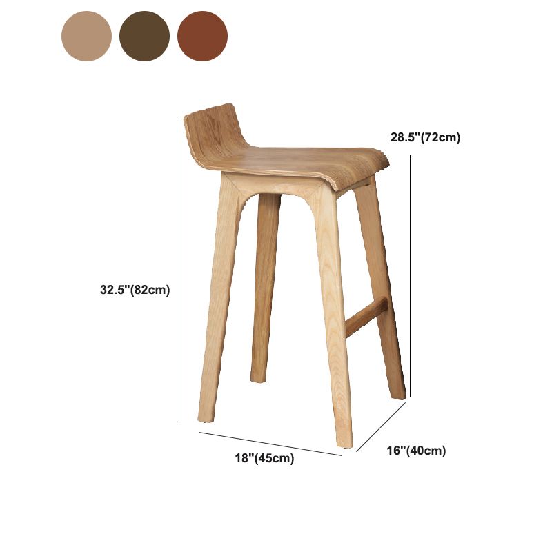 Modern Armless Backrest Counter Stool Wood Bar Stool with Footrest