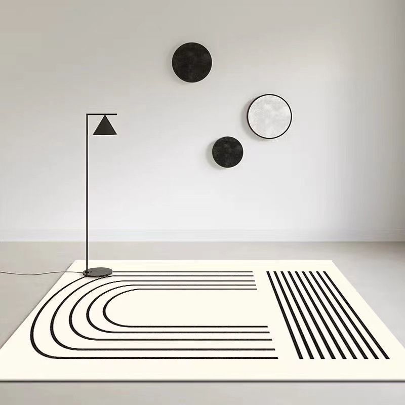Modern Abstract Carpet Beige Polyester Area Rug Anti-Slip Indoor Rug for Home Decor