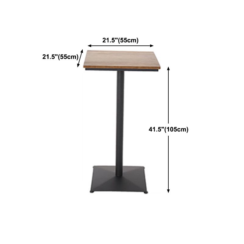 Industrial Black Metal Bar Table Wood 21.6"W Top Indoor Pedestal Bistro Table