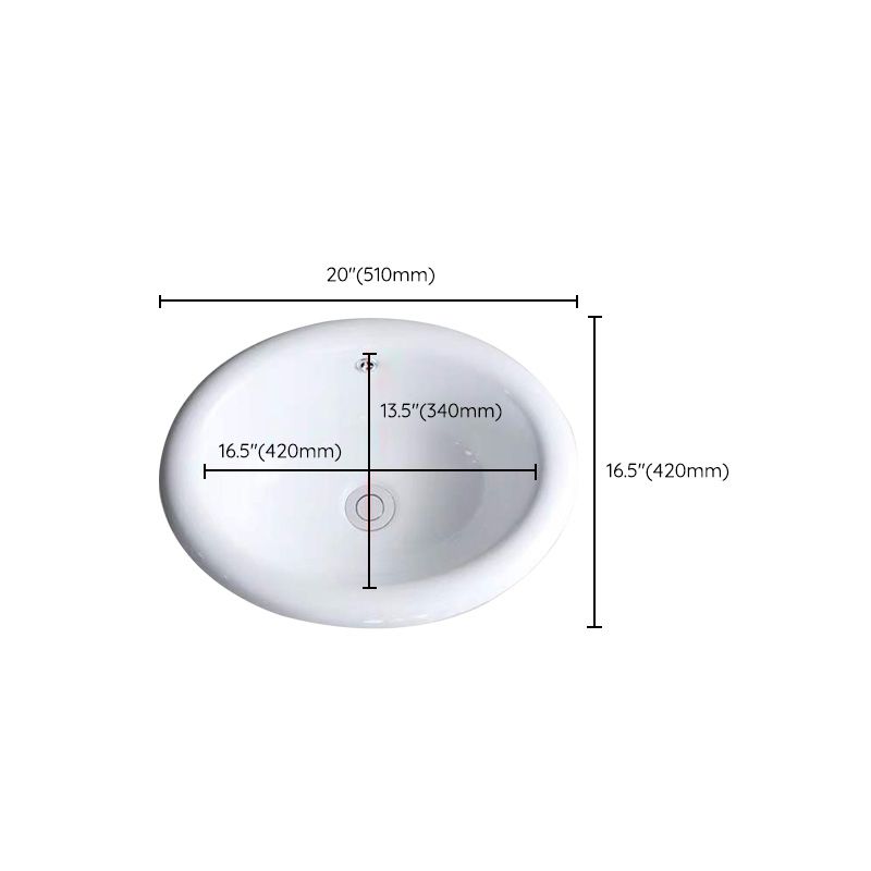 Modern Bathroom Sink Porcelain Oval-Shape Drop-in Bathroom Sink with Pop-Up Drain