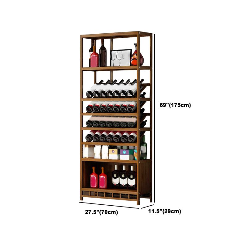 Mid-Century Modern Wine Holder Rack Bamboo Floor Bottle Holder in Brown