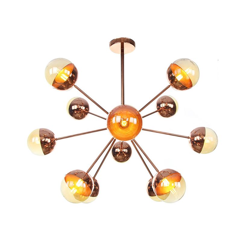 Globe Dining Room Semi Flush Mount White/Clear/Smoke Grey Glass 9/12/15 Lights Contemporary Semi Flush Light in Copper/Chrome/Gold