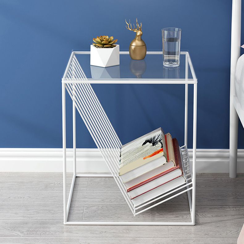 Modern Frame Coffee Table Glass Top Coffee Cocktail Table for Living Room