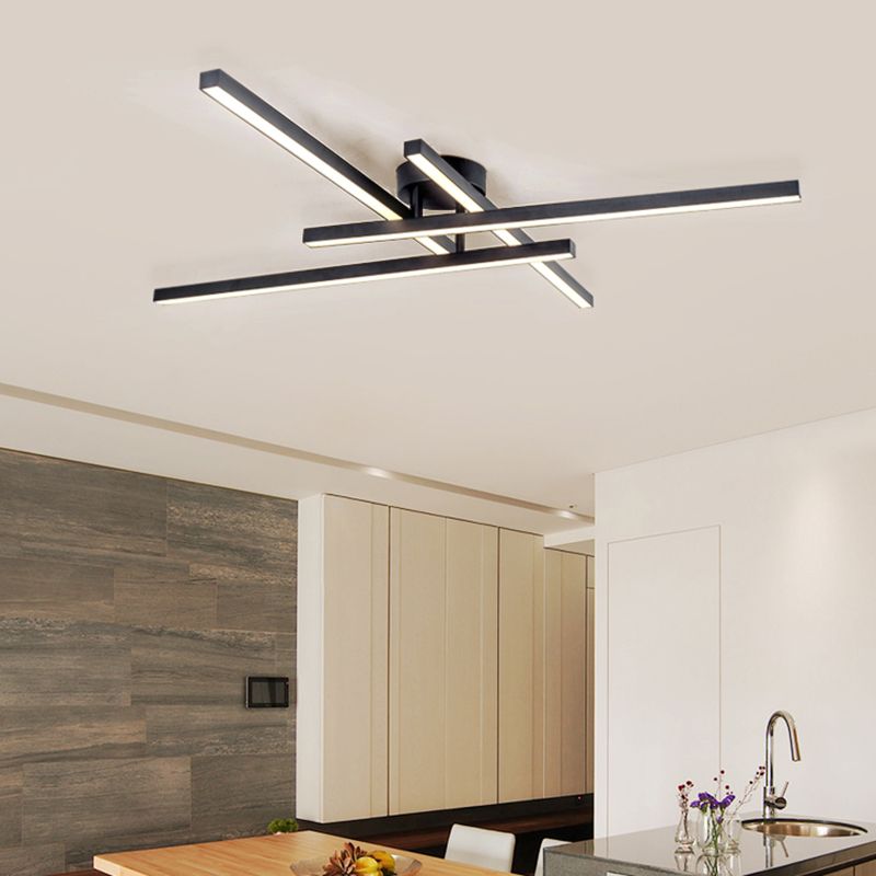 Aluminum Line Art Semi Mount Lighting Minimalist Metal LED Ceiling Flush Light for Bedroom