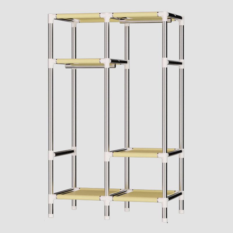 Silver Metal Frame Wardrobe Modern Style Wardrobe Armoire for Bedroom