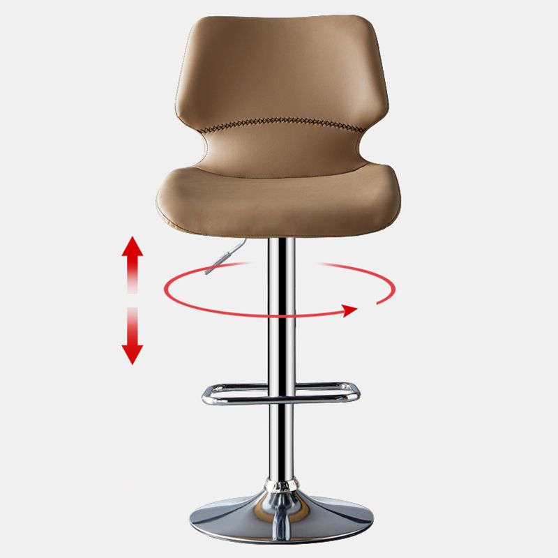 Scandinavian Metal Stool Faux Leather Counter Stool in Matte Finish for Indoor