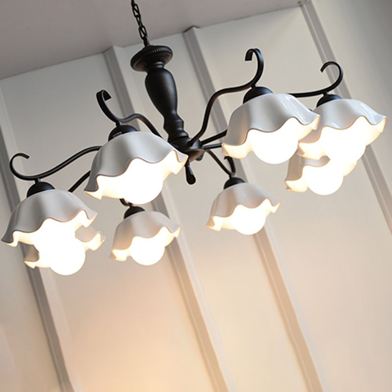 Modern Macaron Style 8-ligths Chandelier Lamp Flower Shade Simplicity Pendant Light for Bedroom