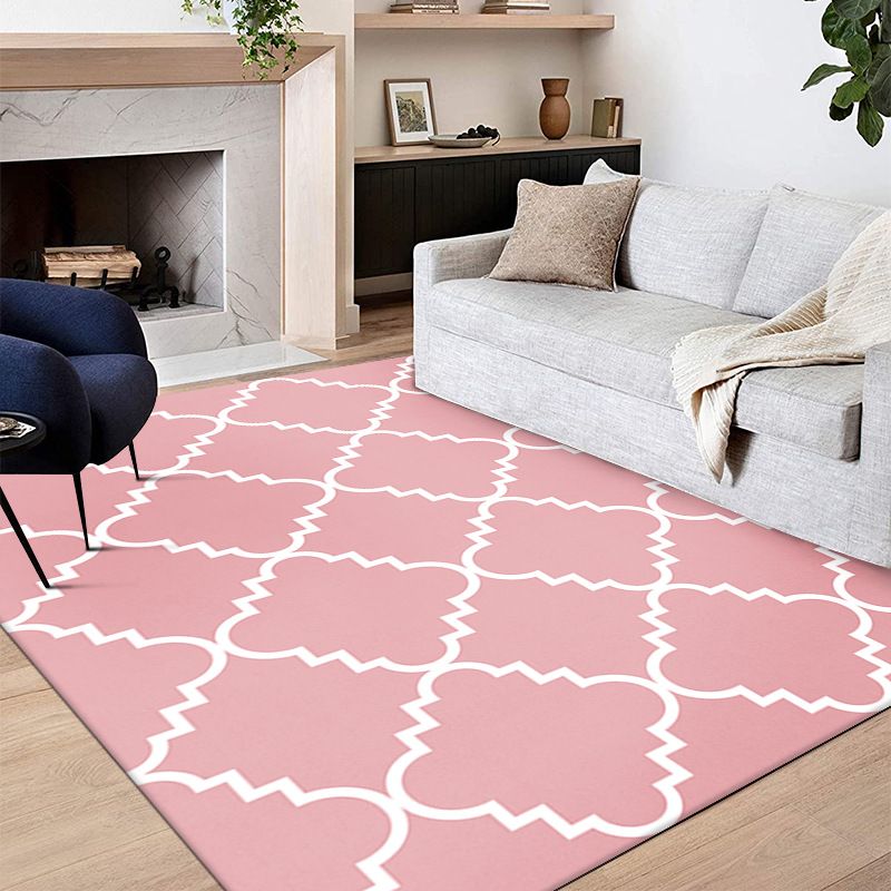 Blue Modern Rug Polyester Geometric Print Area Rug Easy Care Anti-Slip Rug for Drawing Room