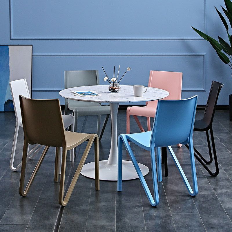 Plastic Scandinavian Kitchen Dining Room Side Chair Solid Back Chair
