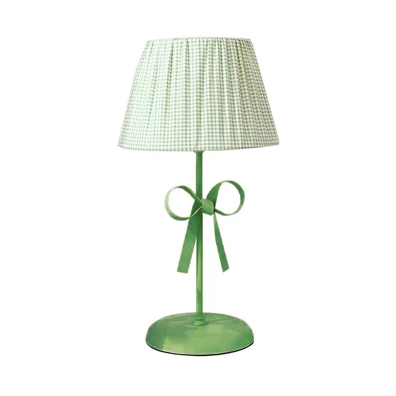 Macaron Loft Plaid Reading Light Fabric One Light Desk Light with Bow for Child Bedroom