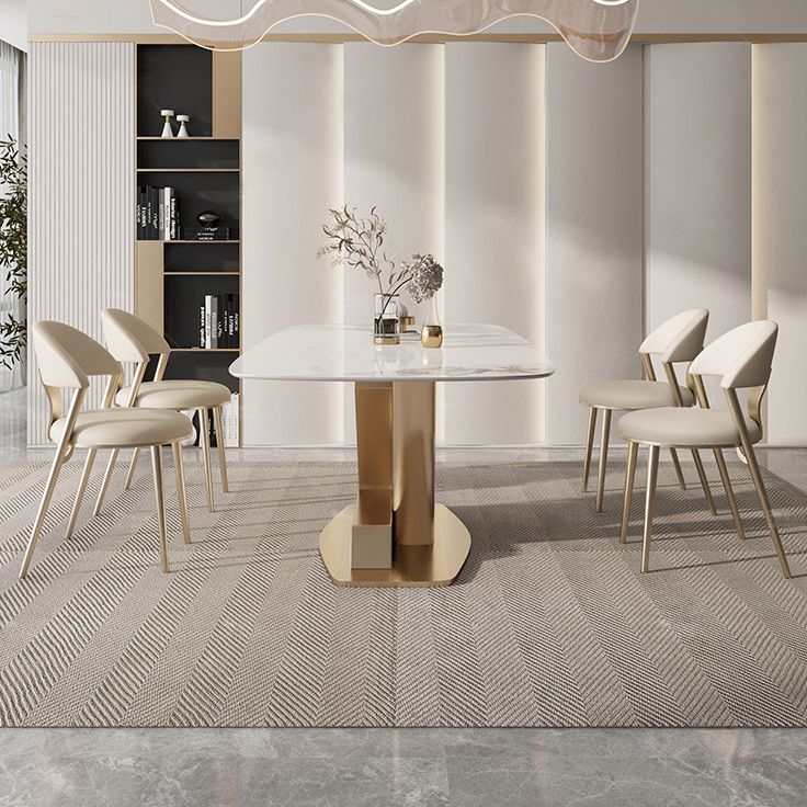 Nordic Sintered Stone Top Dining Set Rectangular 1/4/5/7/9 Pieces Dining Room Table Set