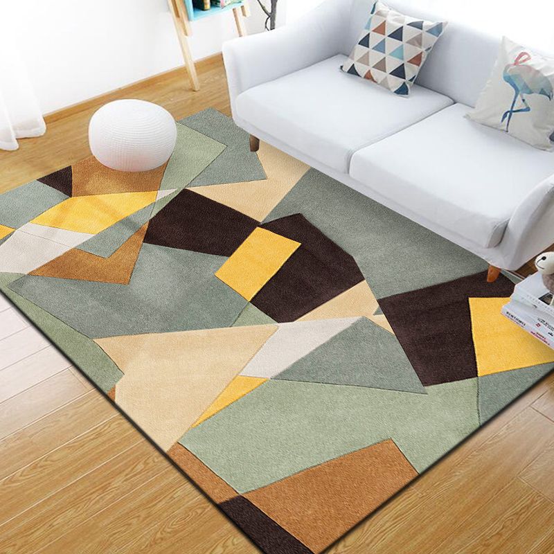 Skandinavischer geometrischer Teppich, mehrfarbiger Polyster-Innenteppich, rutschfeste Rückseite, haustierfreundlicher Teppich zur Dekoration