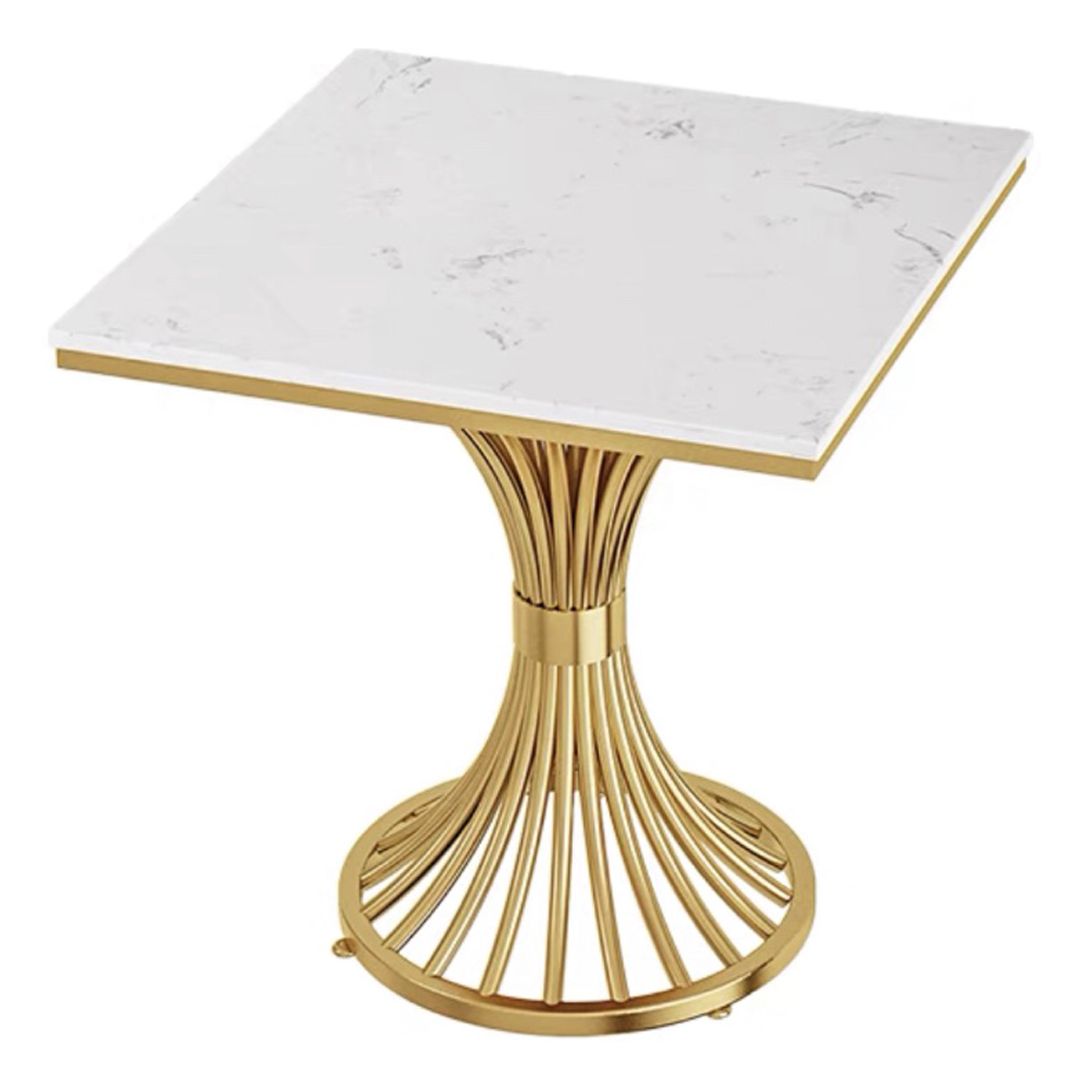 Pedestal Glam Style Dining Table Two-Color Fixed Table of Sintered Stone
