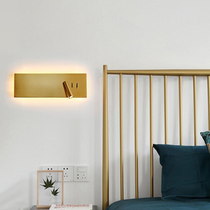 Estilo moderno simplicidad lámpara de lectura led led de lectura rotatable diseño de montaje en la pared con base de metal rectangular