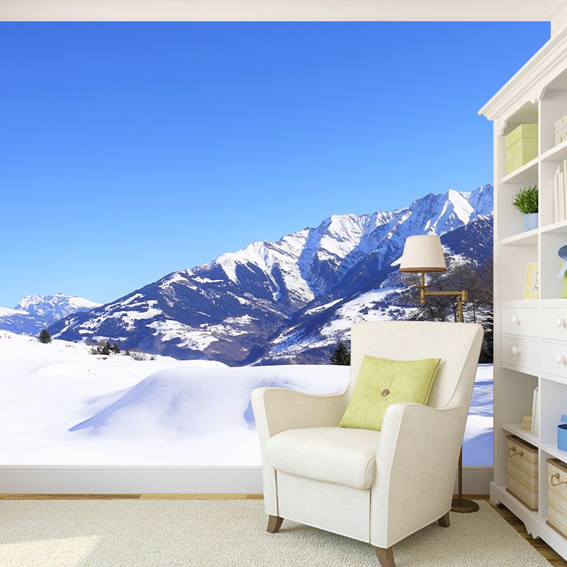 Modern Mildew Mountains Mural Decal Resistant Wall Covering for Living Room