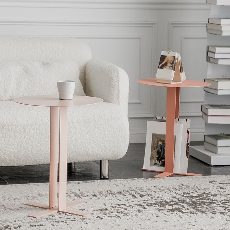 19.7" Tall Pedestal End Table Mid-Century Metal Round Side End Table