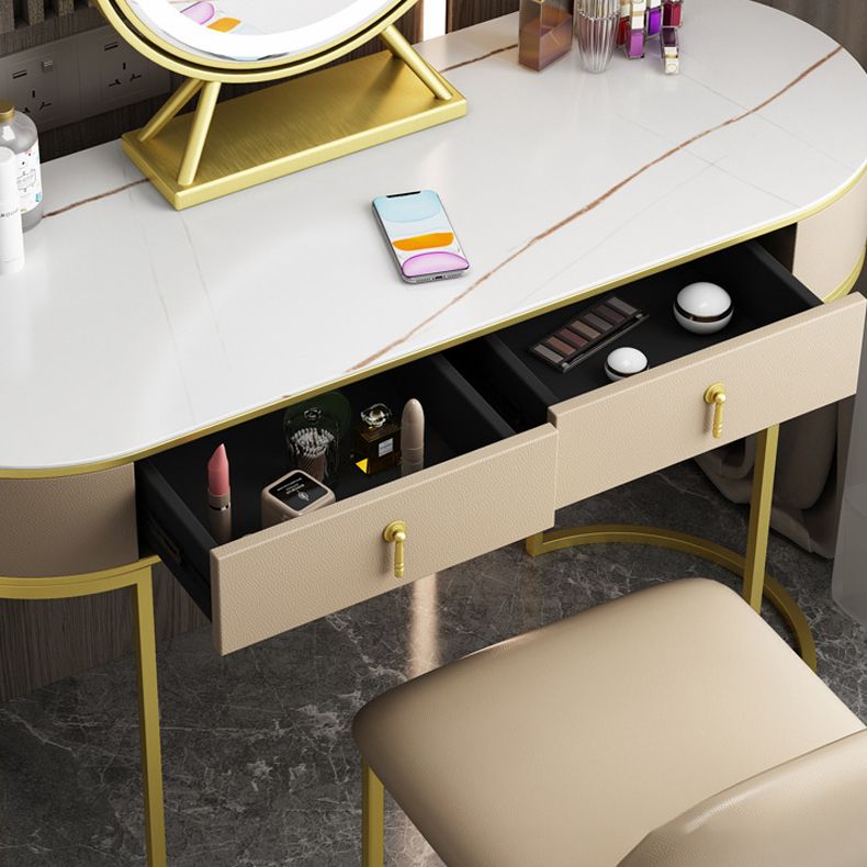 Glam 29.52 " H Slate Top Vanity Stool with Drawers Dressing Table