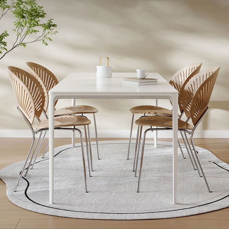 Modern White Dining Table Set 1/4/5 Pieces Dinette Set with Metal Chairs