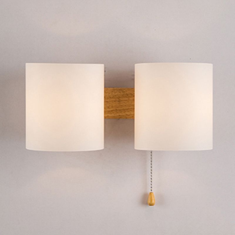 Nordic Wall Sconce Cylinder Wall Light Fixture with Wood for Bedroom