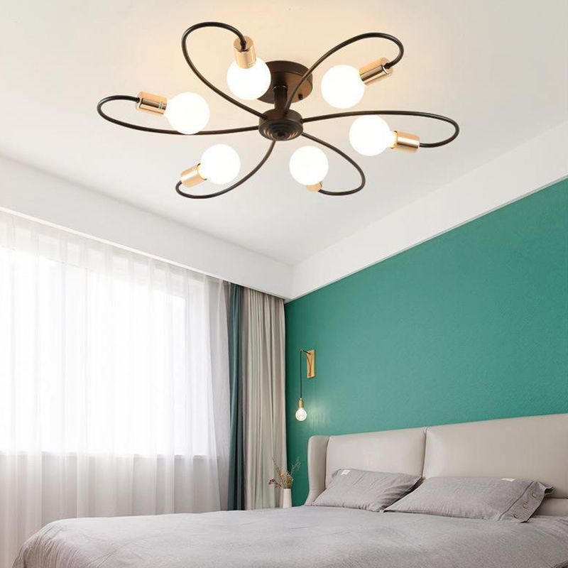 Modern Metal Ceiling Light Golden/Black Flush Mount Lighting for Home