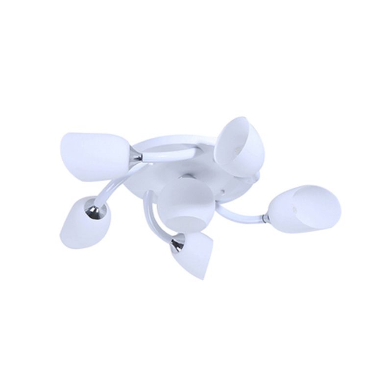 6/8 luci soggiorno semifulto semi moderno bianco a spirale a filo montato con tonalità di vetro opale tulipano