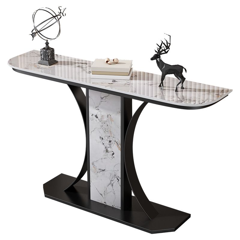 11.8" Wide Stone Console Table Scratch Resistan Table Half Moon Accent Table
