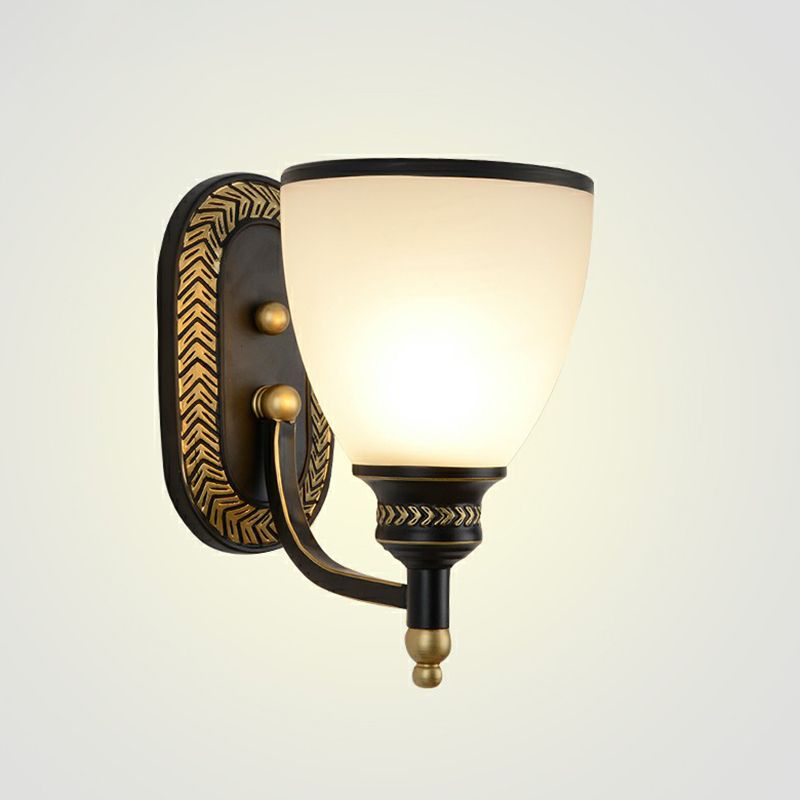 Éclairage de paroi de cloche vintage LAMPE MURD MUR MURS VERNE OPAL en noir pour le couloir