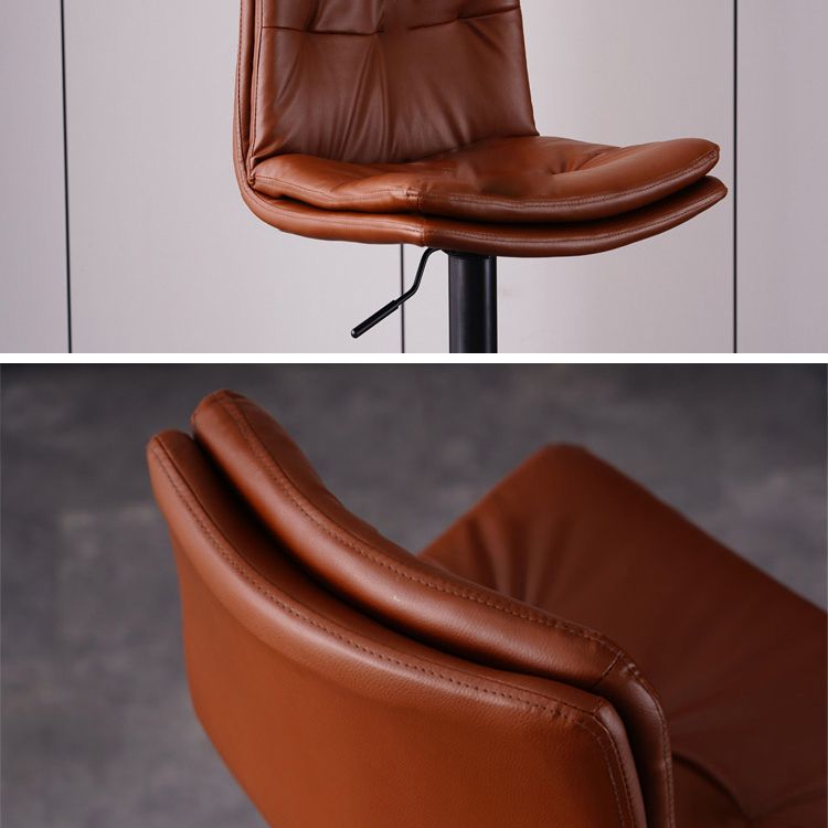 Modern Swivel Adjustable Height Barstool Matte Finish Leather Stool