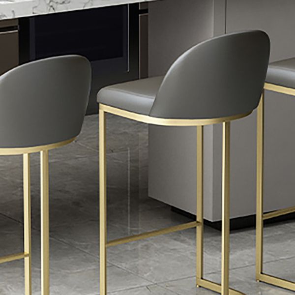 Industrial Low Back Stool Bucket Faux Leather Bar Stools for Bar