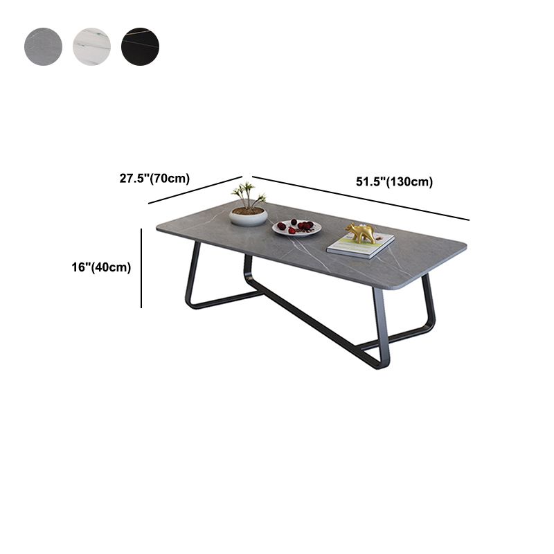 Cross Legs Stone Top Cocktail Table,Glam Stoen Rectangular Coffee Table