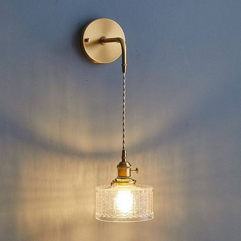 Glass Geometric Shape Wall Lighting Industrial Style 1 Light Wall Light Sconce in Gold