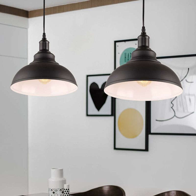 Metall Black Hanging Leuchte Schüssel 1 Kopf Industriedecke Anhängerlampe mit Plug-in-Kabel