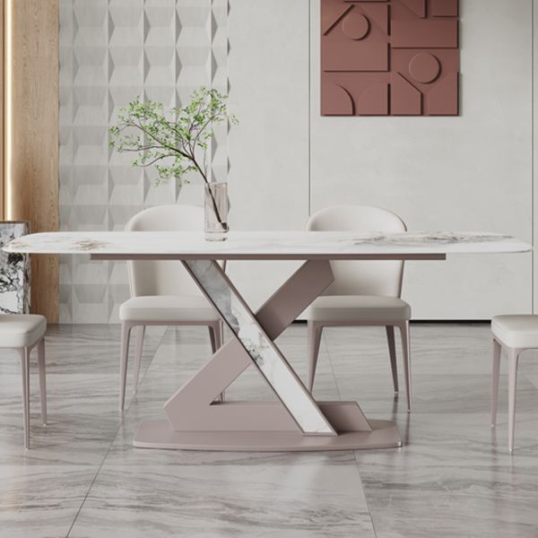 Sintered Stone Fixed Kitchen Table Luxury Rectangle Home Table