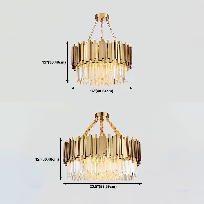 Modern Style Pendant Light Fixture Crystal Living Room Chandelier in Gold